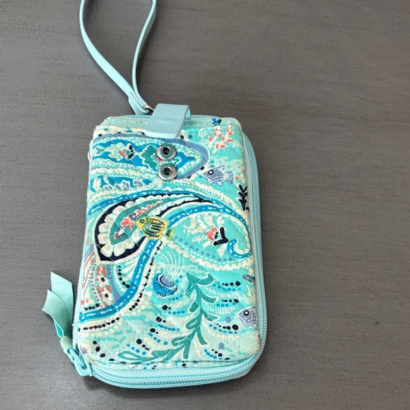 Vera Bradley Aqua Floral Wristlet - Picture 2 of 3